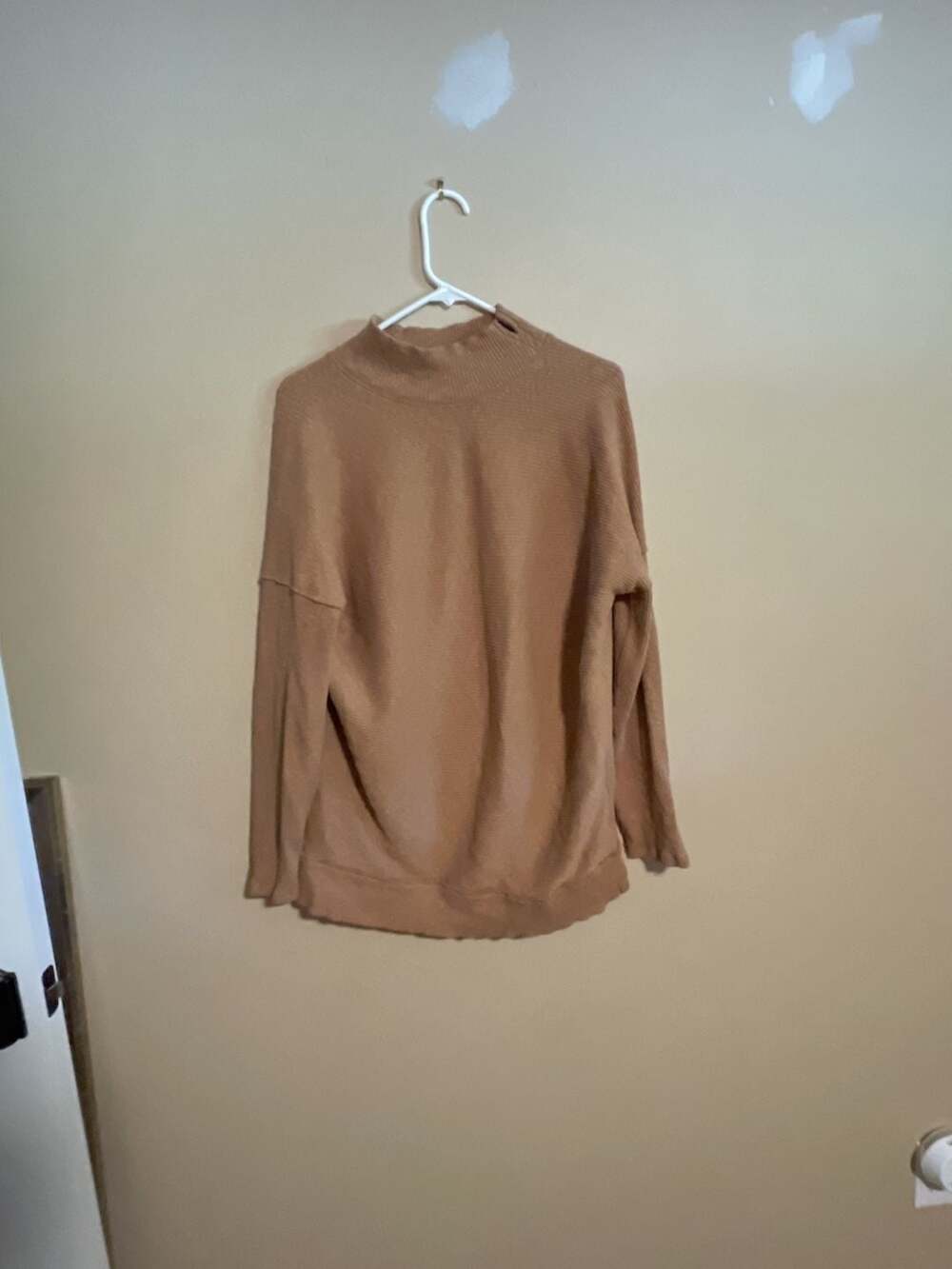 We The Free FP Movement Oversized Ribbed Mock Neck Sweater Tan Small